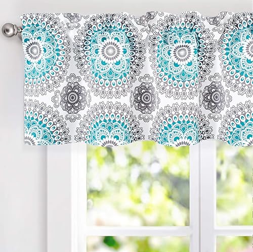 DriftAway Cortinas para dormitorio, diseño bohemio de medallón Bella para oscurecer la habitación, cortina corta para cocina, sala de estar, 52 x 14