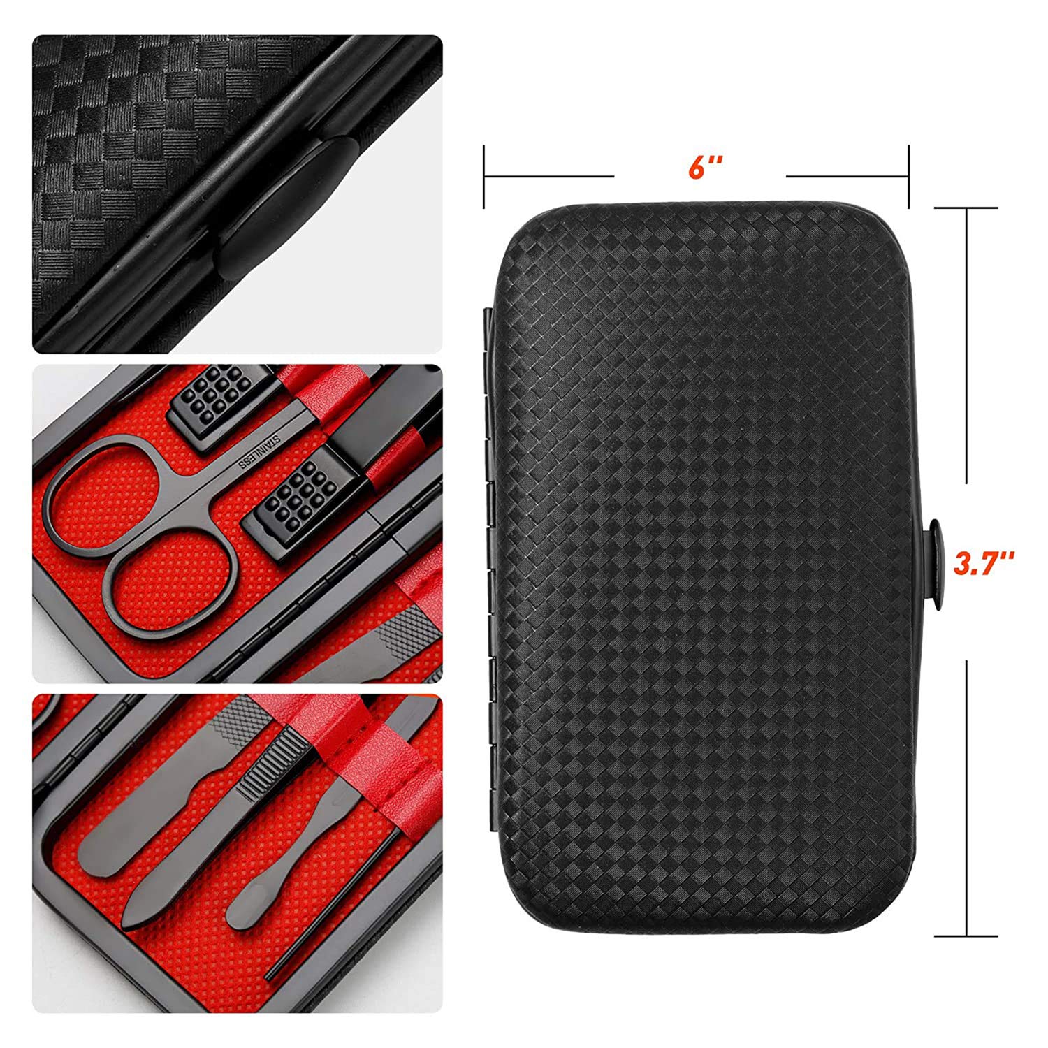 Pedicure Manicure Kit 19 in 1 Manicure Set Professional Sharp Nail Clippers Stainless Steel Cutter & Vibrissac Scissors for Men & Women Fingernails & Toenails with Superb Case (Red_7 pieces) 4