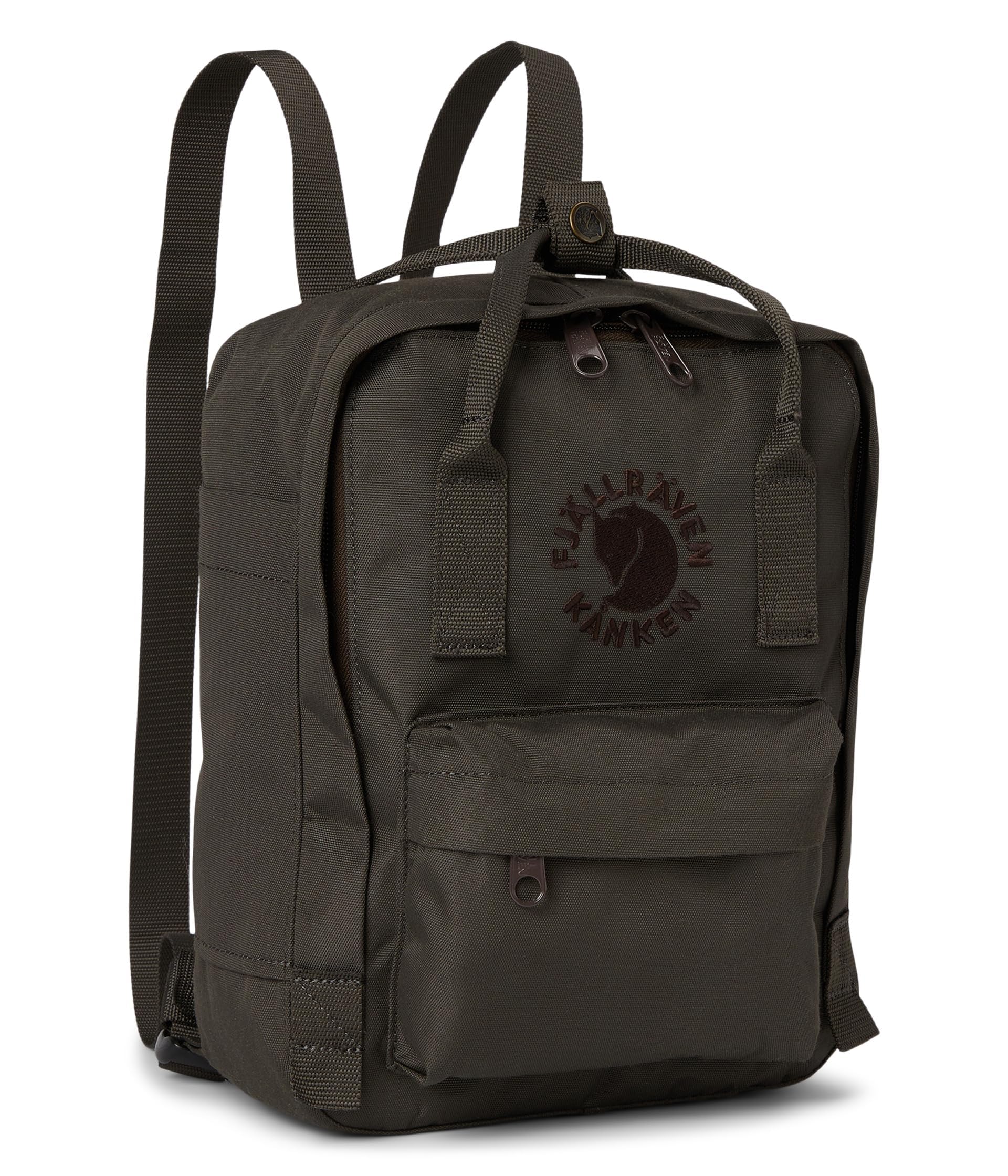 Fjällräven Re-Kånken Mini Kinder Backpack,Green (Dark Olive),13 x 20 x 29 cm