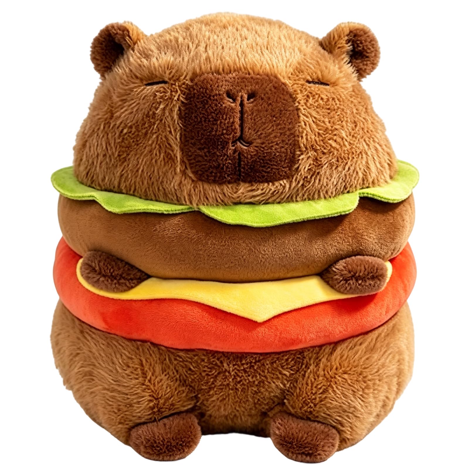 WitMbg 1 Pcs Hamburger Capybara Plush Throw Pillow, Cute Capybara Gifts for Emotional Comfort, Cute Soft Plush Companion for Relaxation and Room Decoration, Capybara Stuffed Plush