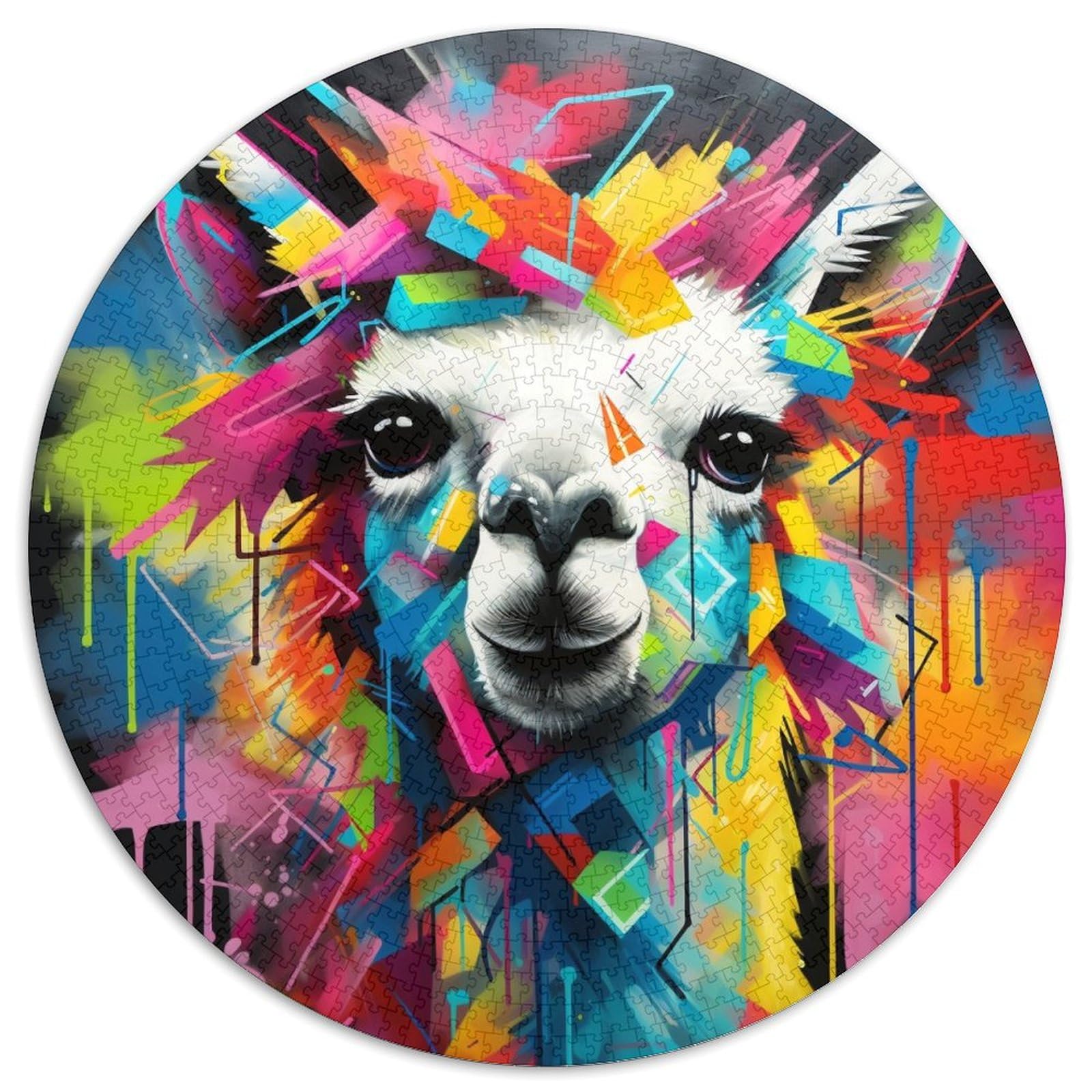 Jigsaw Puzzles for Adults, 1000 Piece Alpaca Paper Round Jigsaw Puzzles DIY Decoration Brain Challenging 67.5x67.5cm