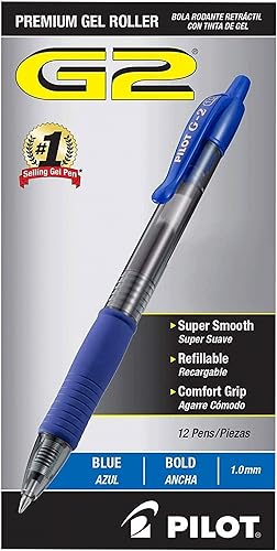 Miniatura 5 de Pilot G2 - Bolígrafos retráctiles de tinta de gel prémium con punta gruesa (negro/azul, paquete combinado de 24 unidades)