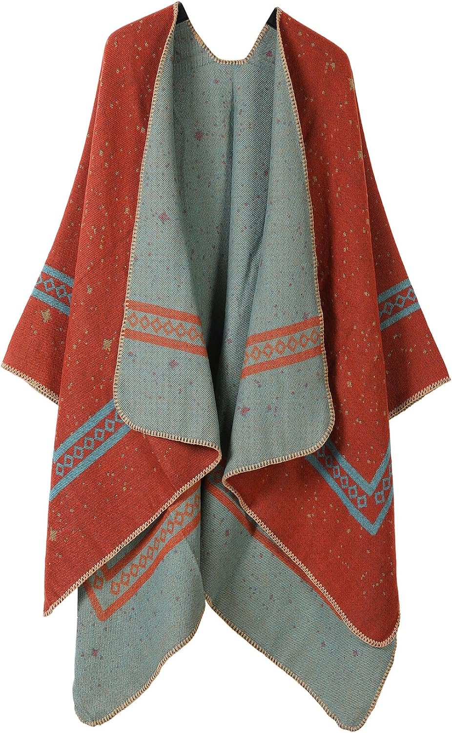 Lncropo Women's Shawls Wraps Winter Open Front Poncho Cape Oversized Cardigan Sweater