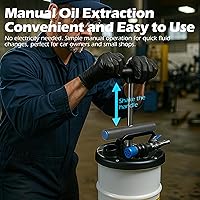 Vista 2 de RQG Extractor de líquido automotriz de 6.5L, bomba extractora de aceite neumática/manual, Extractor de bomba de vacío de aceite para cambio