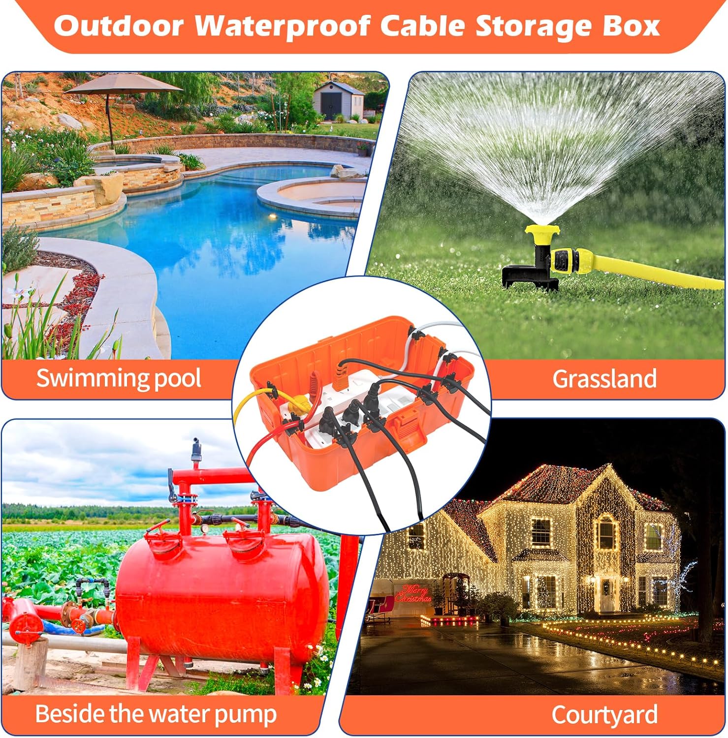 Hrensaw Large Outdoor Electrical Box(12.5x8.5x5inch),IP54 Waterproof Outdoor Outlet Covers,Weatherproof Extension Cord Covers Protect Outlet,Plug,Timer,Power Strip,Holiday Light,Orange