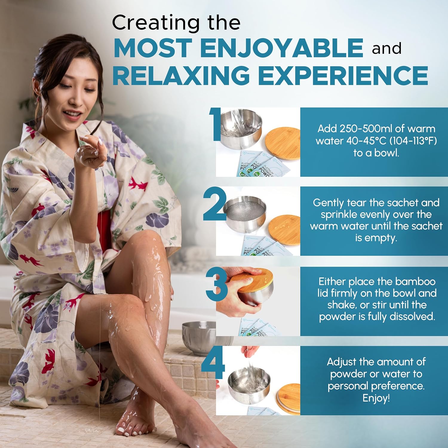 Premium Massage Gel Powder (Pack of 2) | 5g Travel Sachet Makes 500ml/ 16.9 fl oz | Made in Japan | Paraben & Glycerine Free - Image 7