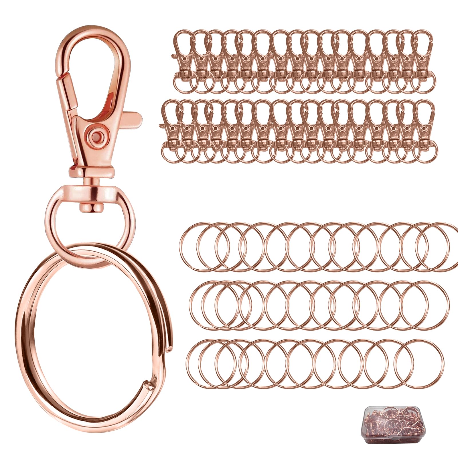 Kairsory Keychain, 68PCS Swivel Snap Hooks with Key Rings, Metal Lobster Claw Clasp,34PCS Keychains Clips Hooks and 34PCS Key Chain Rings,Keychain
