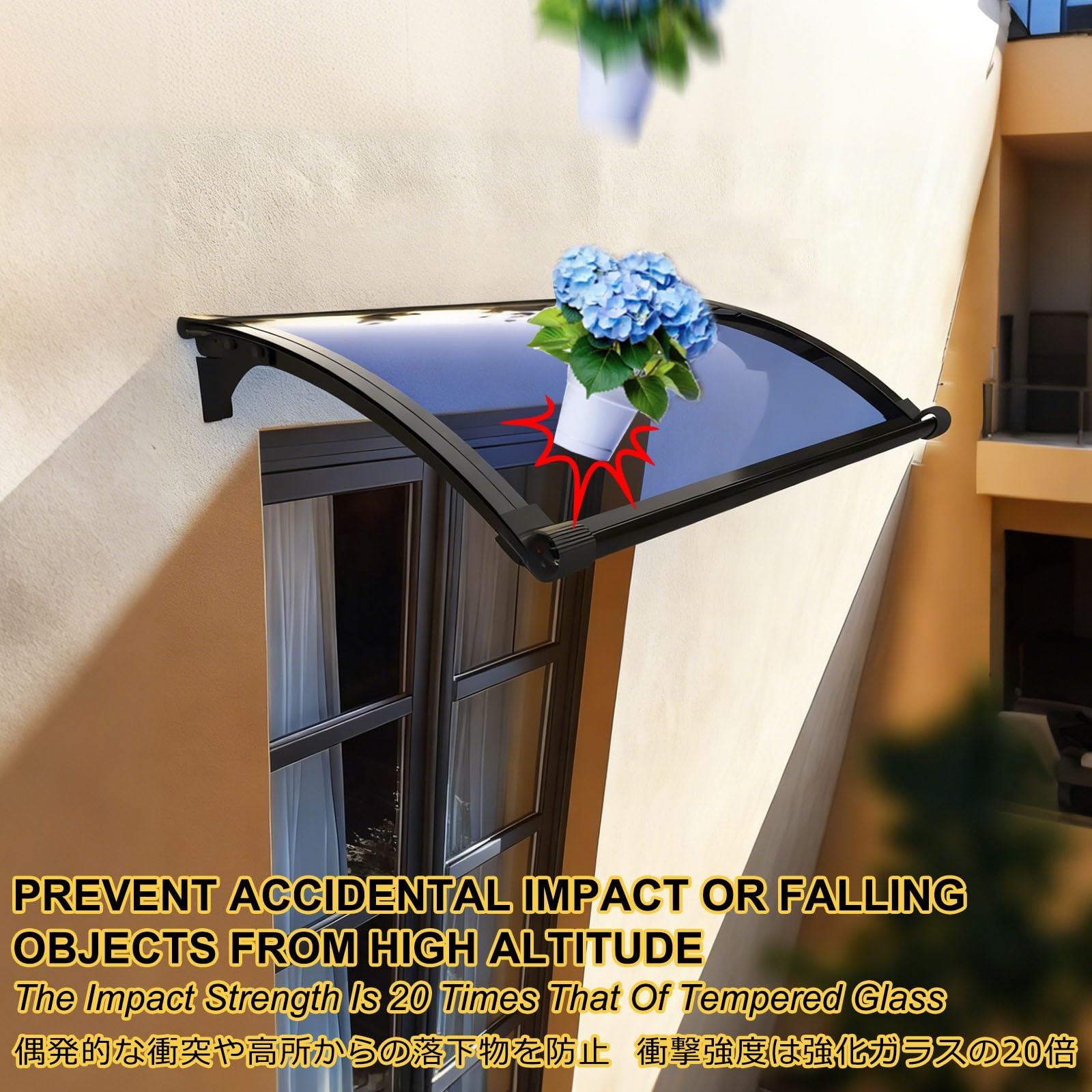 Aluminiowy baldachim do drzwi/okna, ochrona przed promieniowaniem UV, pokrowiec na zewnątrz (90 x 100 cm / 35.4x39.4in) odporny na warunki atmosferyczne na patio