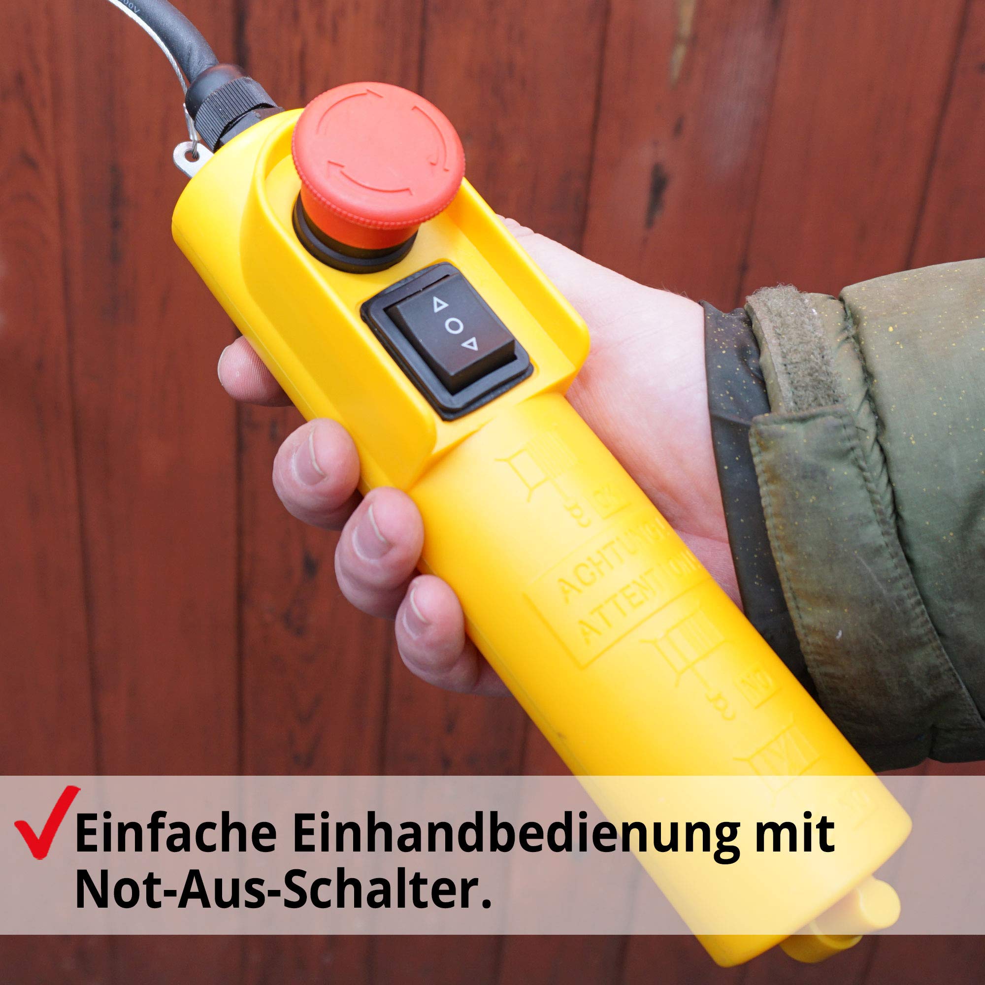 HECHT Elektro Seilzug 125/250 kg 230 V mit Umlenkrolle | Elektrische Seilwinde mit Stahlseil und automatischer Bremse, Deckenlift für schwere Lasten in Werkstatt und Garage