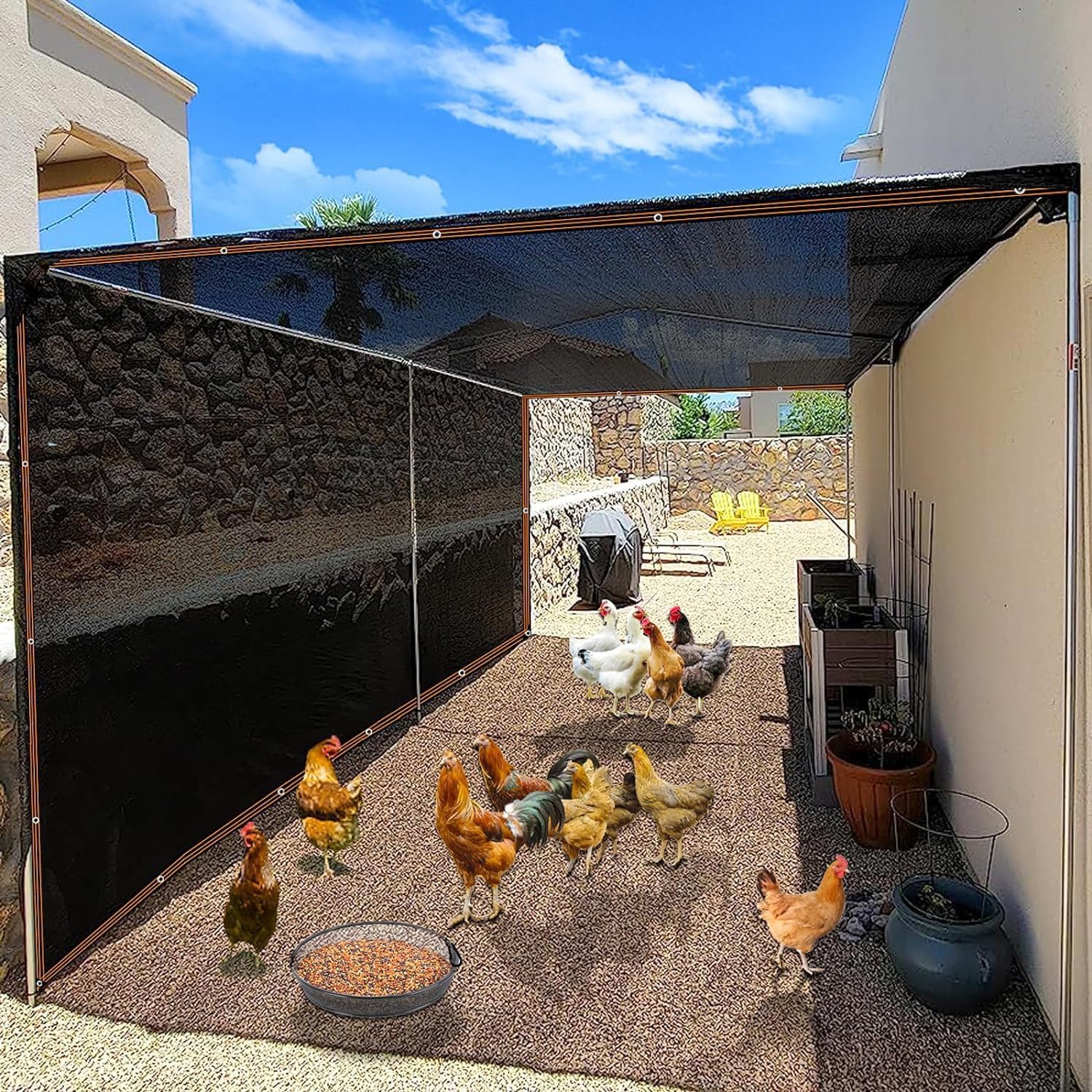 7x23ft Shade Cloth - UV Protection Outdoor Sun Shade Netting for Garden, Pergola, Patio & Greenhouse - 70% Blackout Cover with Grommets for Chicken Coop & Plant Protection