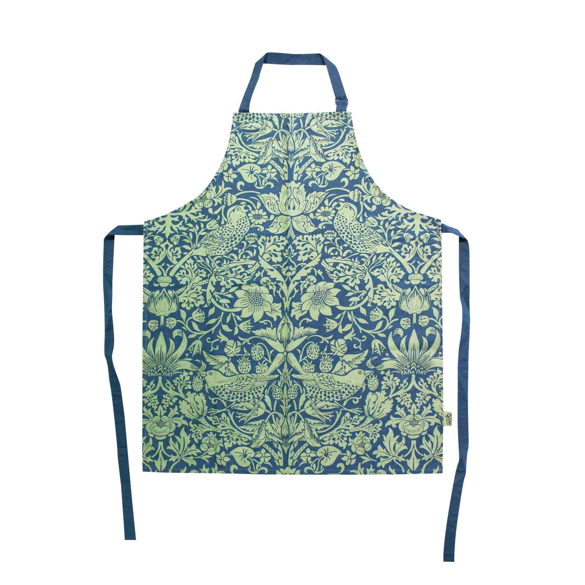 NEW William Morris Strawberry Thief Recycled Cotton Apron Sage