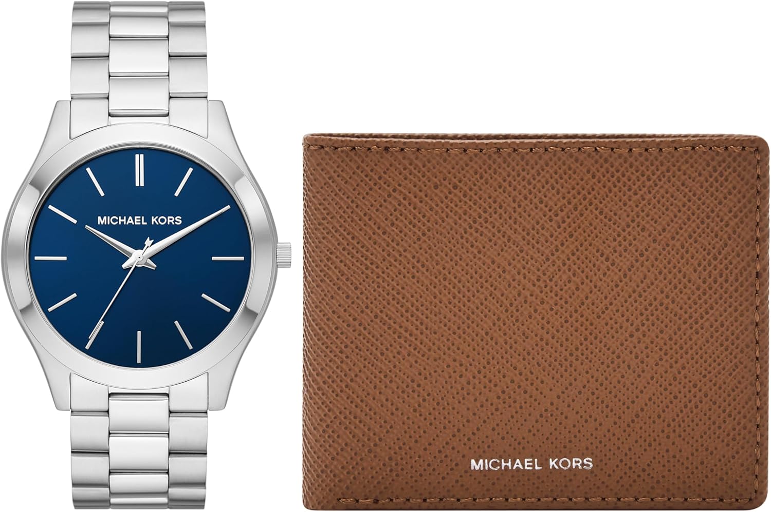 Michael Kors Slim Runway ThreeHand Stainless Steel Men's Watch and Brown Leather