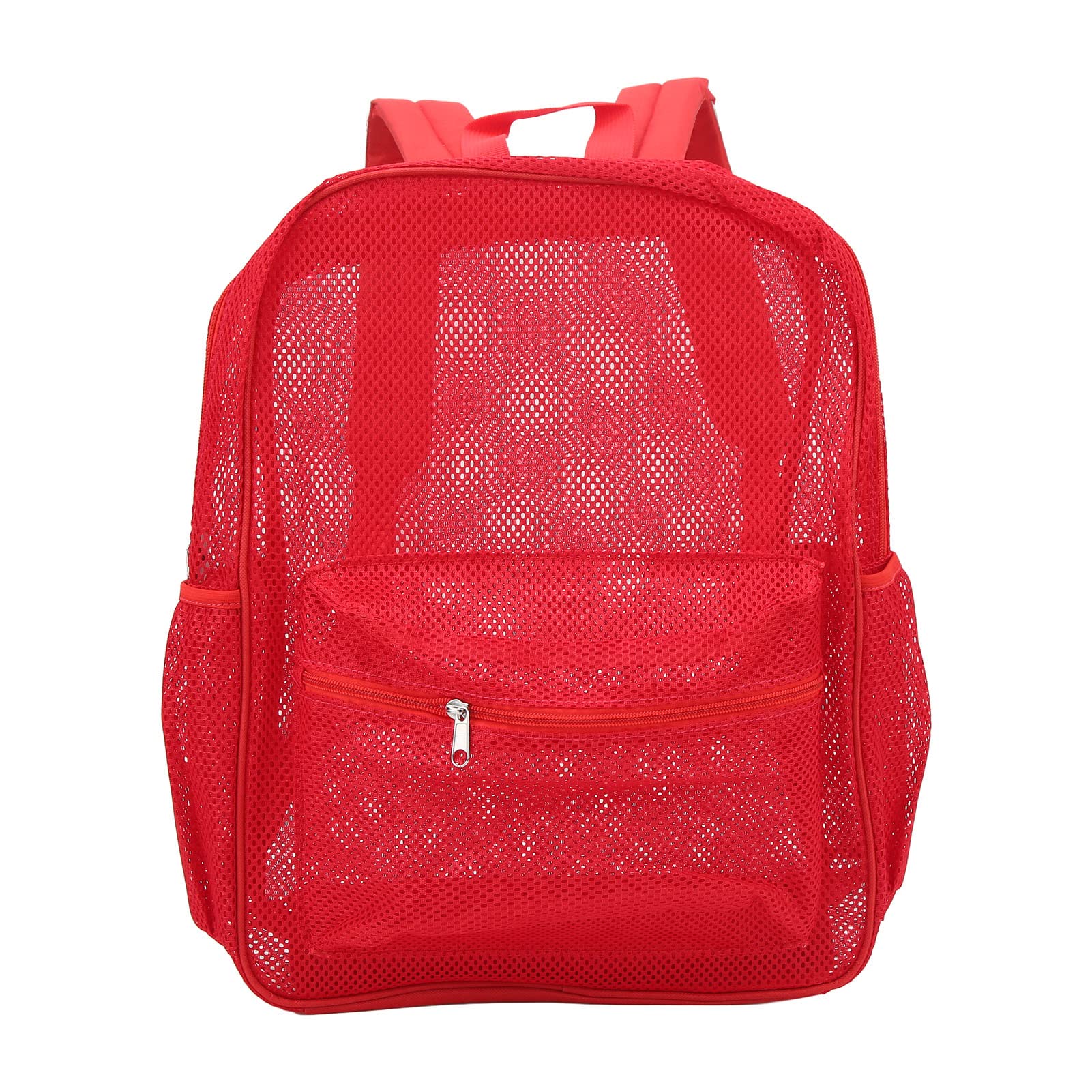 Ycauty Mesh Backpack - Heavy Duty Lightweight Large Capacity Washable See Through for Swimming Beach Sports (Red)