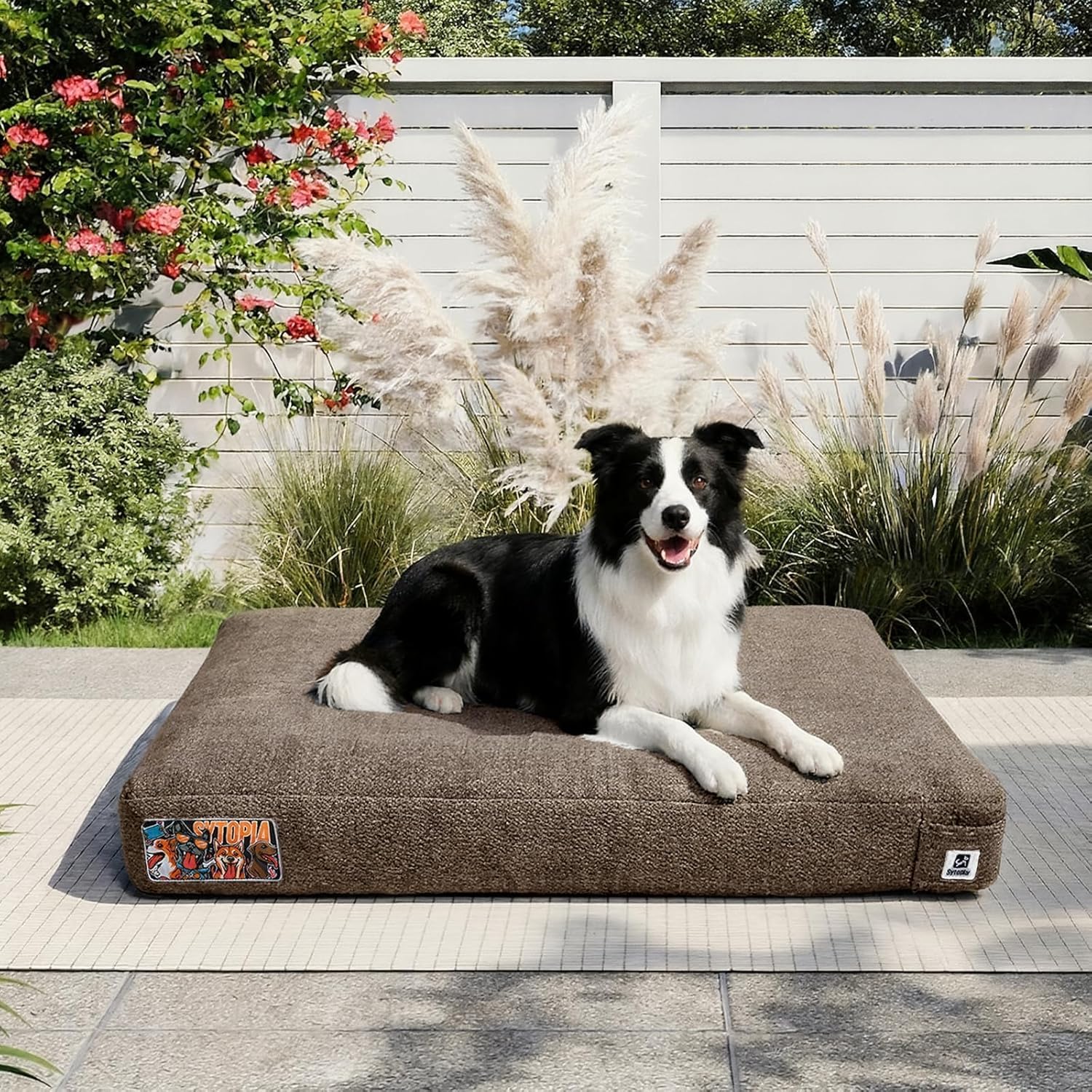 Sytopia 36 Inch Indestructible Dog Beds for Large Dogs, Chew Proof Waterproof Pet Crate Pad with Machine Washable Removable Cover, Great for Indoor, Outdoor, Crate, Patio Use, Brown