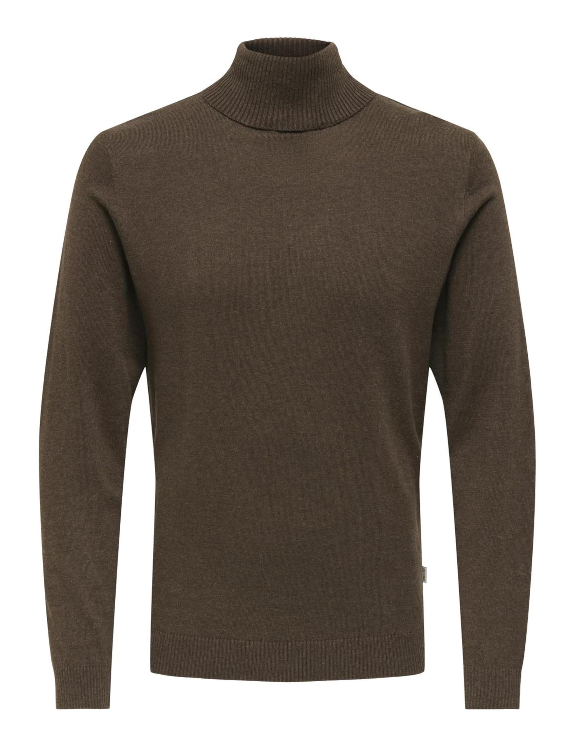 ONLY & SONS Onsloui Reg 12 Mel Roll Knit Noos, Coffee Bean, L