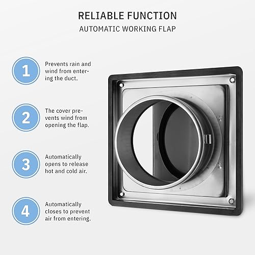 Miniatura 4 de calimaero HWG - Cubierta de ventilación de secadora de 4 pulgadas para paredes exteriores  Cubierta de ventilación de ventilador externo con