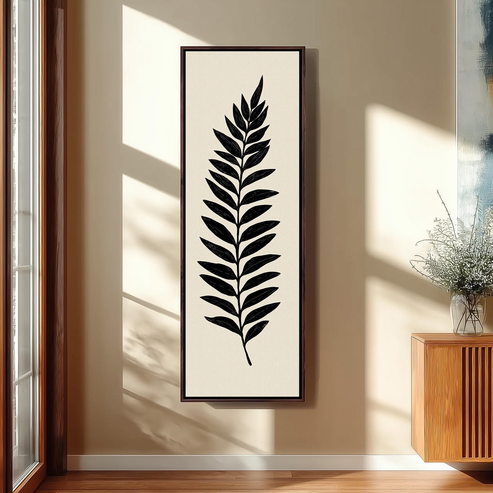 Tableau nature fougère noire toile verticale 20x60 cm pour décoration de salon - 8