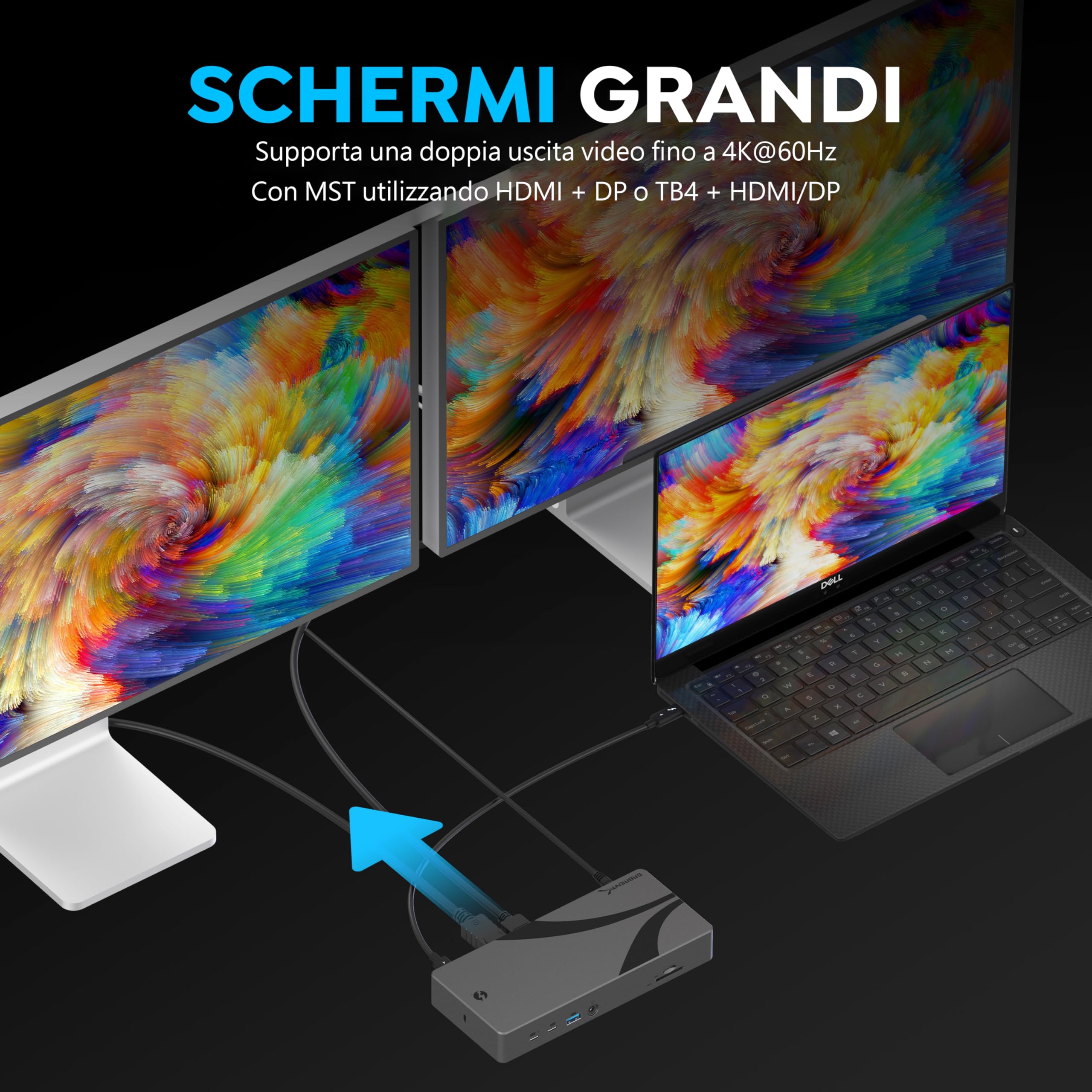 SABRENT Docking Station Thunderbolt 4, Porte TB4, 8K/4K, Compatibilità USB4 & TB3, DP 1.4, HDMI 2.1, USB-C/USB-A, Gigabit Ethernet, Audio Jack, Lettore Schede SD/TF, Windows/macOS/Linux (DS-T4MF)