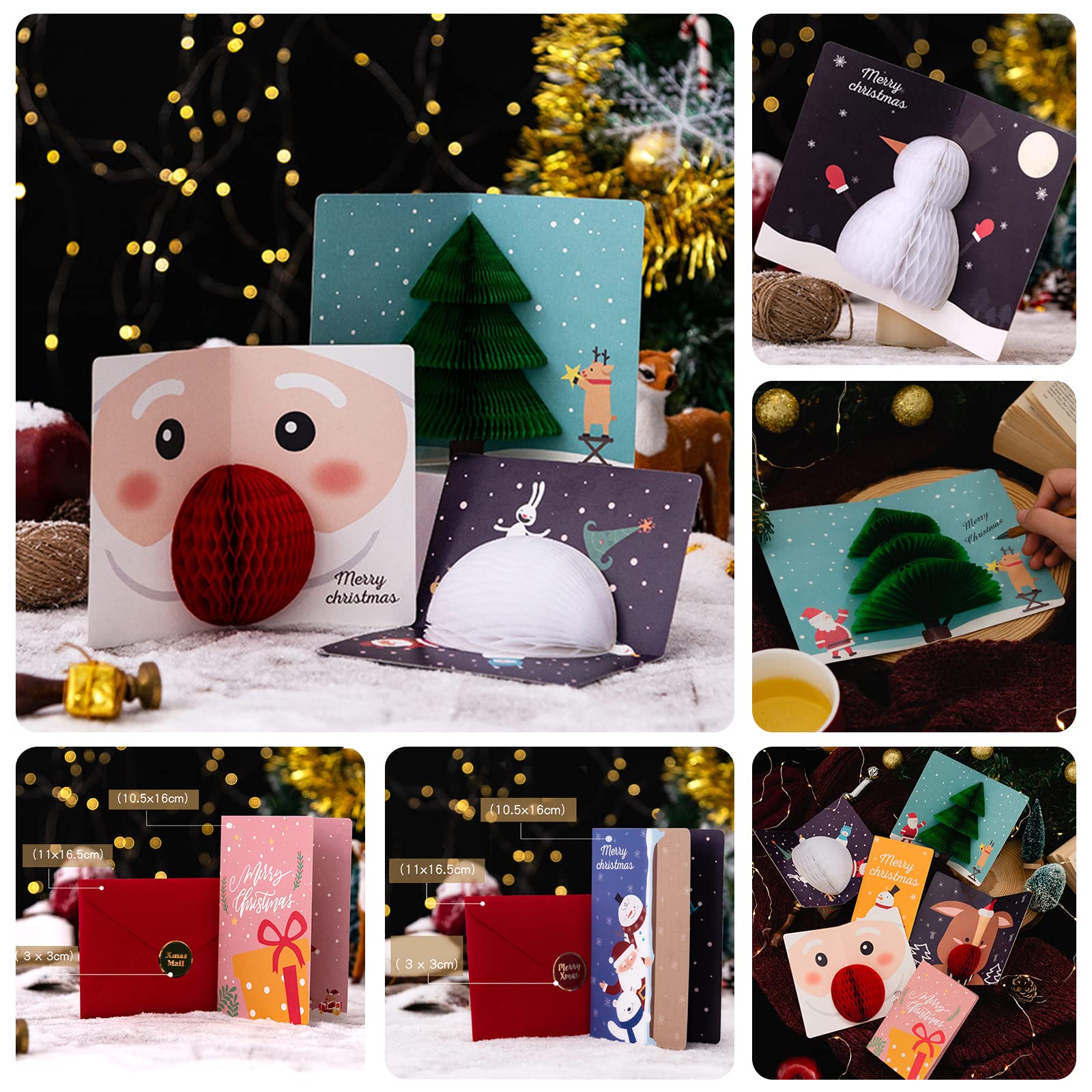 Carte De Voeux Pop Up Papier Père Noël Carré 3d En Gros Pour Création De Bijoux