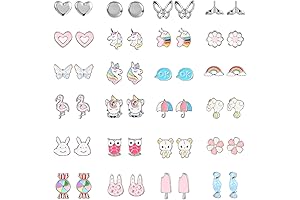 24 Pairs Hypoallergenic Stud Earrings Set for Girls Ages 4-12