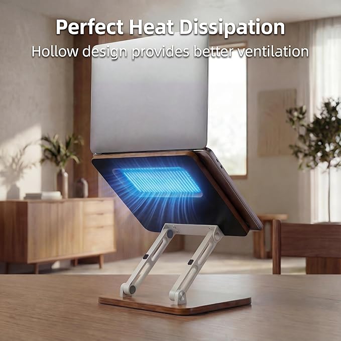 Soporte Ajustable Ergonómico para Laptop, Madera y Metal miniatura 3