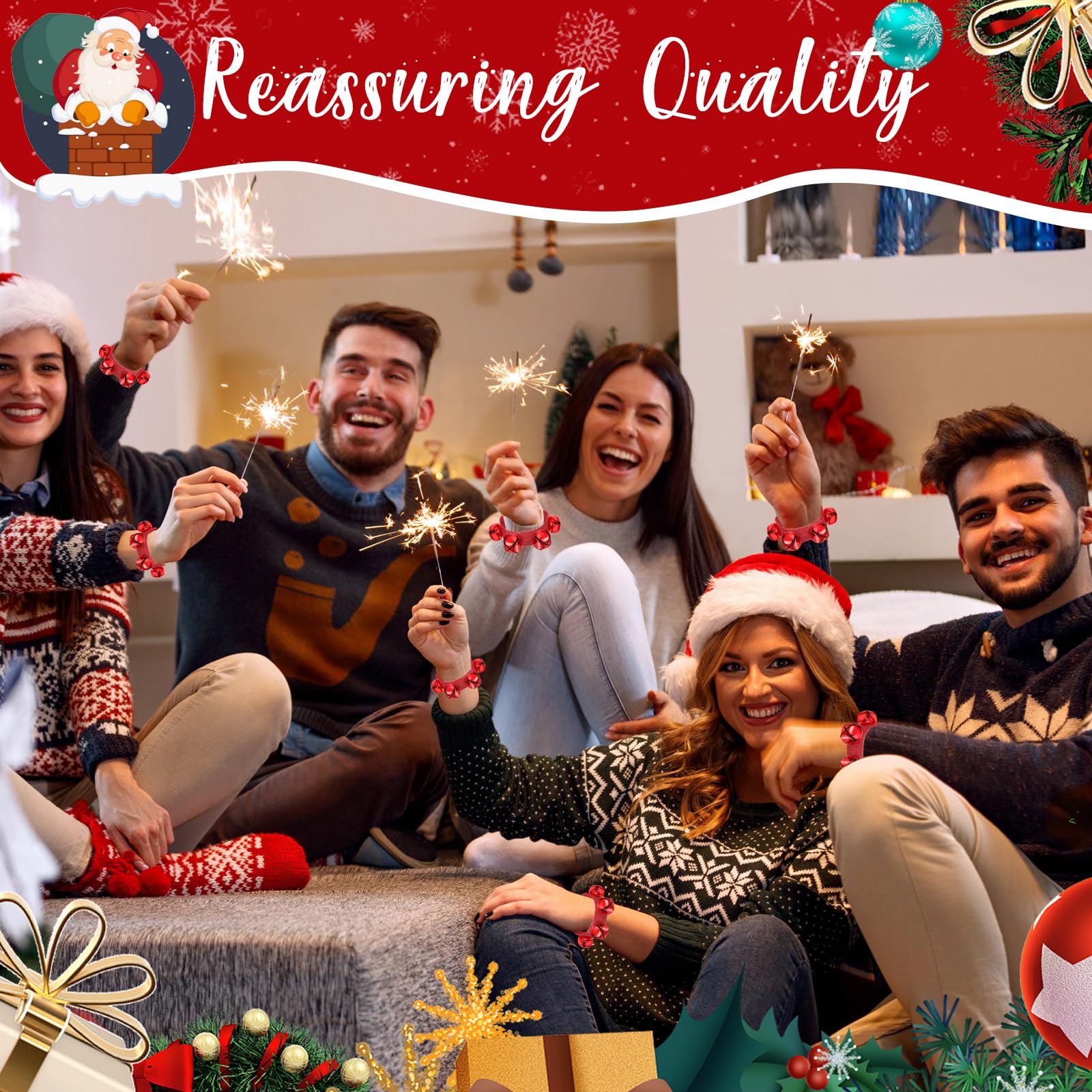 LEIFIDE 20 braccialetti natalizi da polso con campanella che scuotono strumenti musicali regolabili per scuola, famiglia, festa di Natale