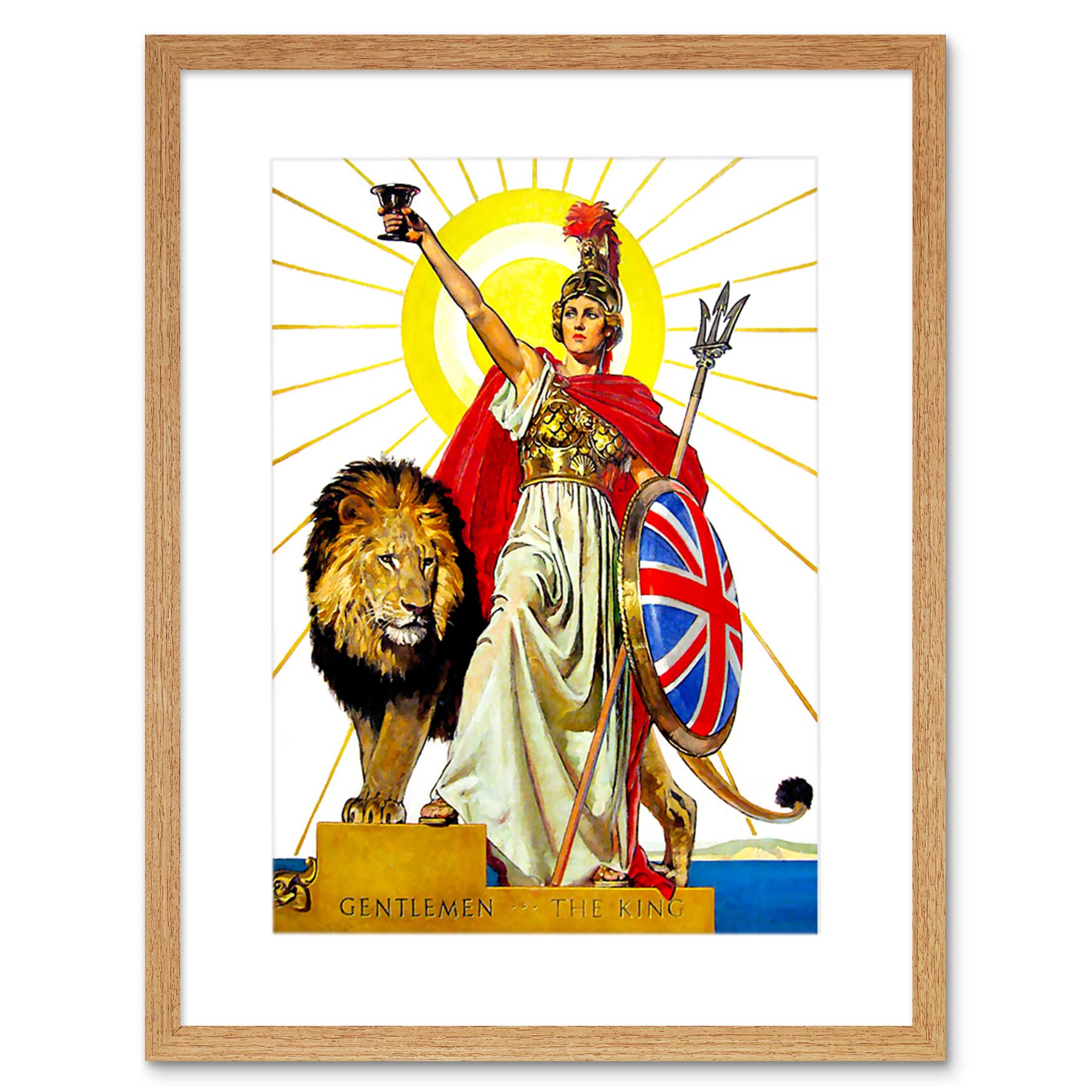 Wee Blue Coo Illustration British Lion Britannia Framed Wall Art Print