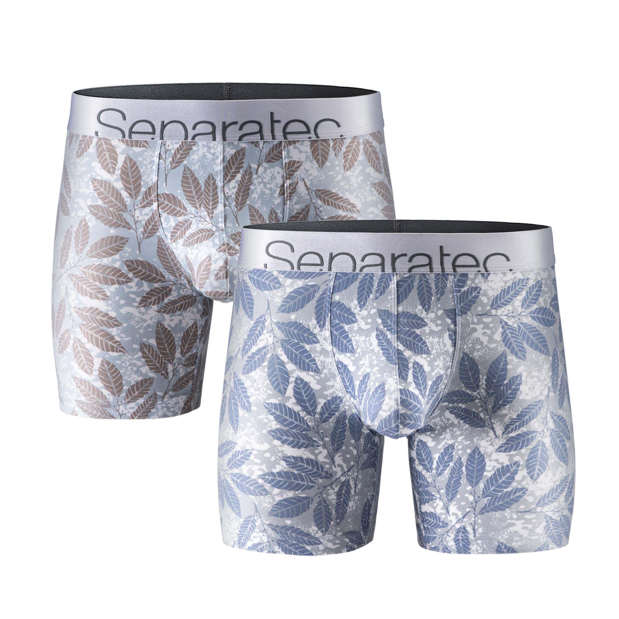 SeparatecMen's Boxer Shorts Dual Pouch Underwear Micro Modal or Cotton Trunks 2 Pack Stretchy Soft Fitted Boxer Pants Comfortable Boxer Briefs,S-XL