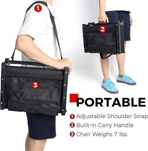 Miniatura 4 de SPORT BEATS Stadium Seats with Back Support Bleacher Chairs with Back and Cushion Thick Padded Bleacher Seats Includes Shoulder Strap Negro