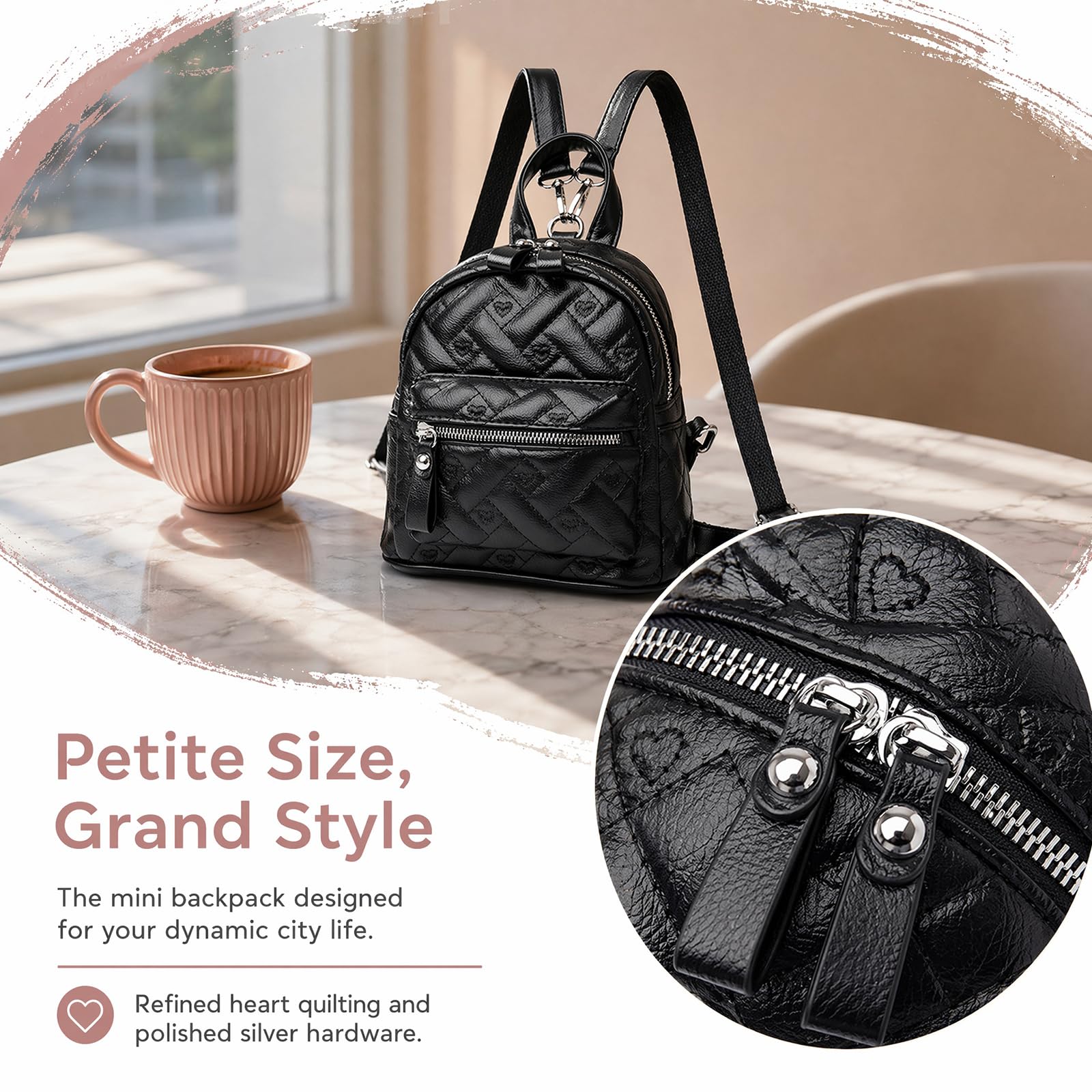 Mini Quilted PU Skóra Convertible plecak, lekki 4-Way Crossbody Satchel Daypack torba na ramię dla kobiet,White