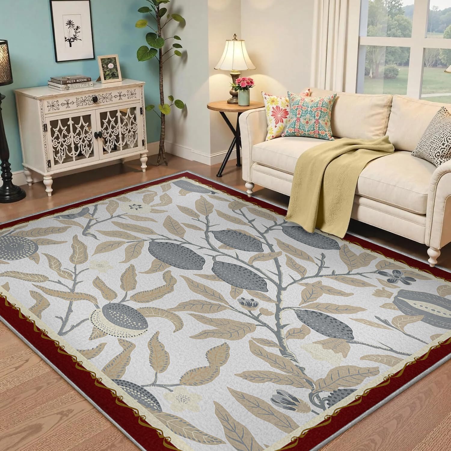 Tapis lavable grenade 160x200 antidérapant et anti-perte salon