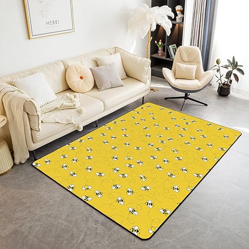 Alfombra de área de abeja de 5 x 7 pies, alfombra Kawaii de animales para sala de estar, dormitorio, decoración de granja, decoración de animasl,