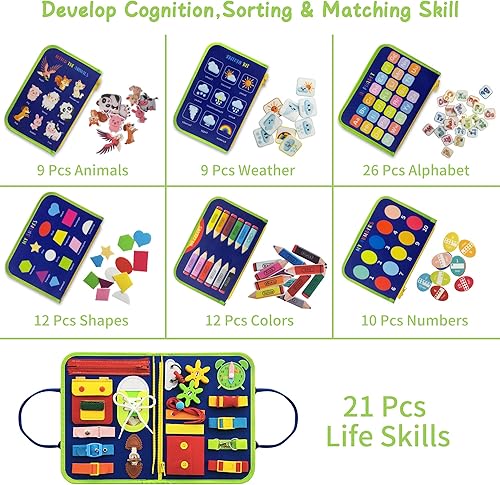 Miniatura 4 de TenFans Busy Board - Juguetes Montessori para niños de 3 4 y 5 años - Juguetes sensoriales para autismo - Juguetes para niños y niñas que aprenden