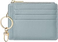 Vista 127 de Sodsay Estuche para tarjetas, cartera delgada con bolsillo frontal, para mujer, sujetatarjetas con llavero negro