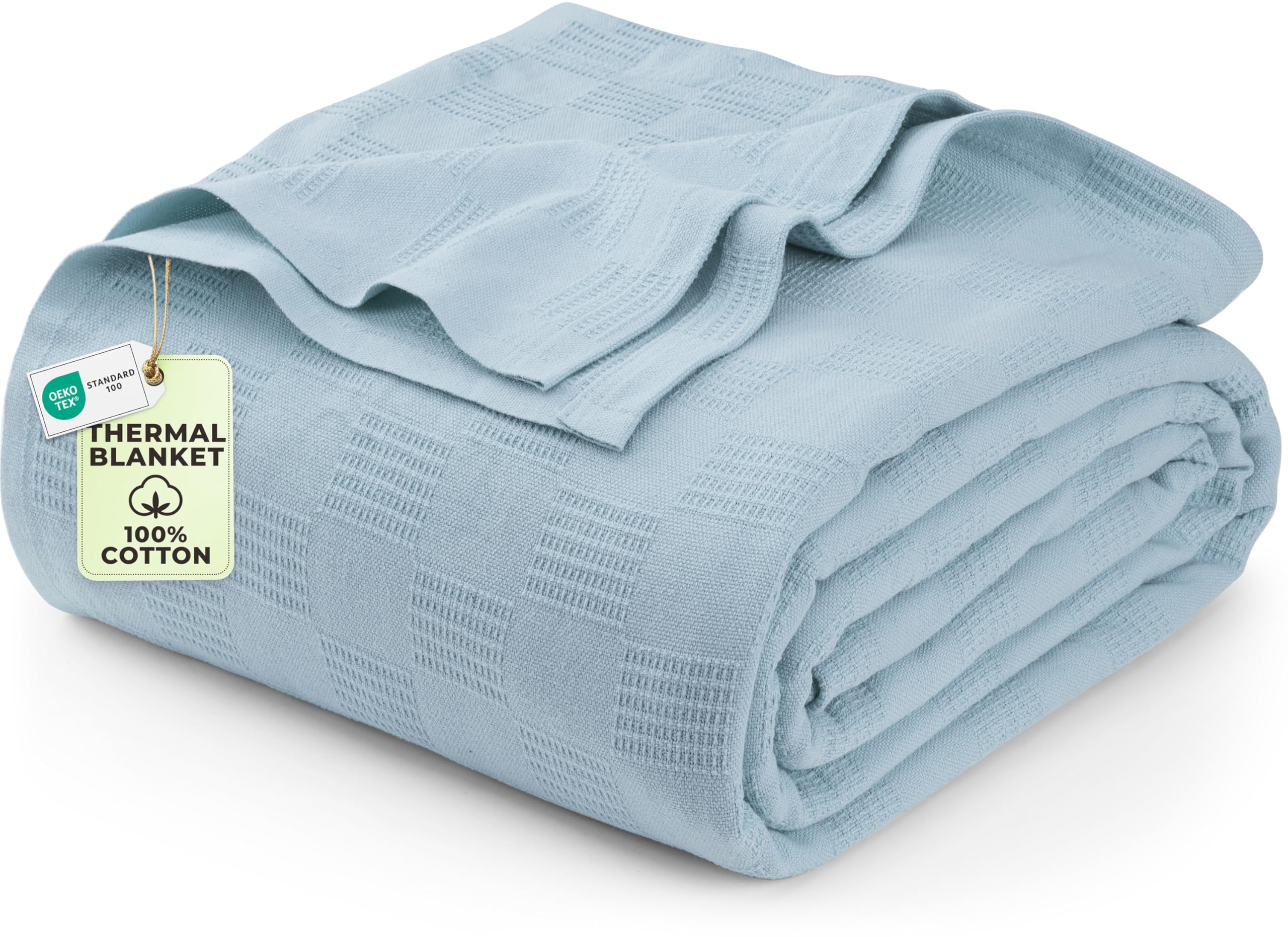 Utopia Bedding Bettdecke, Steppdecke aus 100 % Baumwolle (Doppelbettgröße – 228 x 183 cm), 350 g/m², leichte Thermodecke, weiche, atmungsaktive Decke für alle Jahreszeiten (himmelblau)