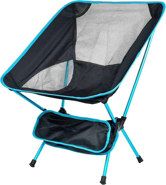 Akamino Folding Camping Chair, Lightweight Collapsible Chair with Storage Bag, Outdoor Portable Mini Fishing Chair for Adults Travelling Picnic BBQ Hiking - Load Capacity Up to 230lbs Blue