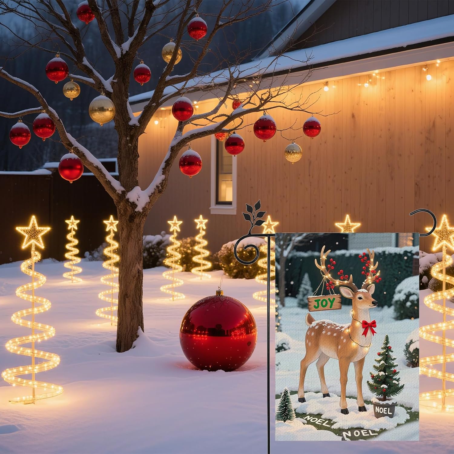 Merry Christmas Flag 12x18 Inch,Christmas Deer Winter Holiday Yard Outdoor Decorative Flag for Christmas Farmhouse Holiday Yard Seasonal Outdoor Outside Decoration - Image 5