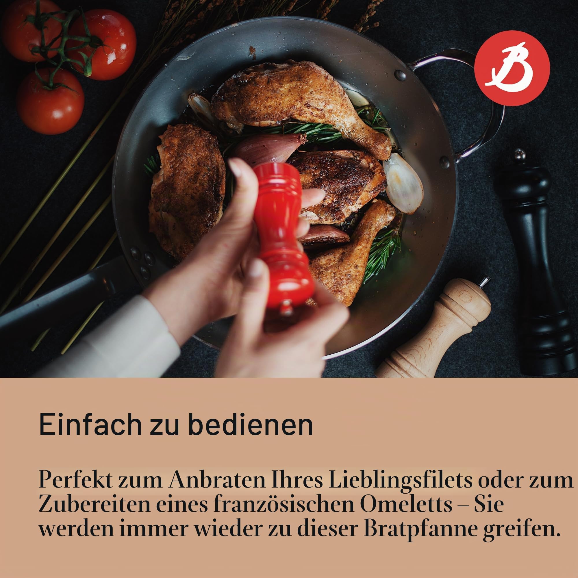 De Buyer - Pfanne MINERAL B aus Stahl mit Henkel - 36 cm - 5610.36 – Bild 4