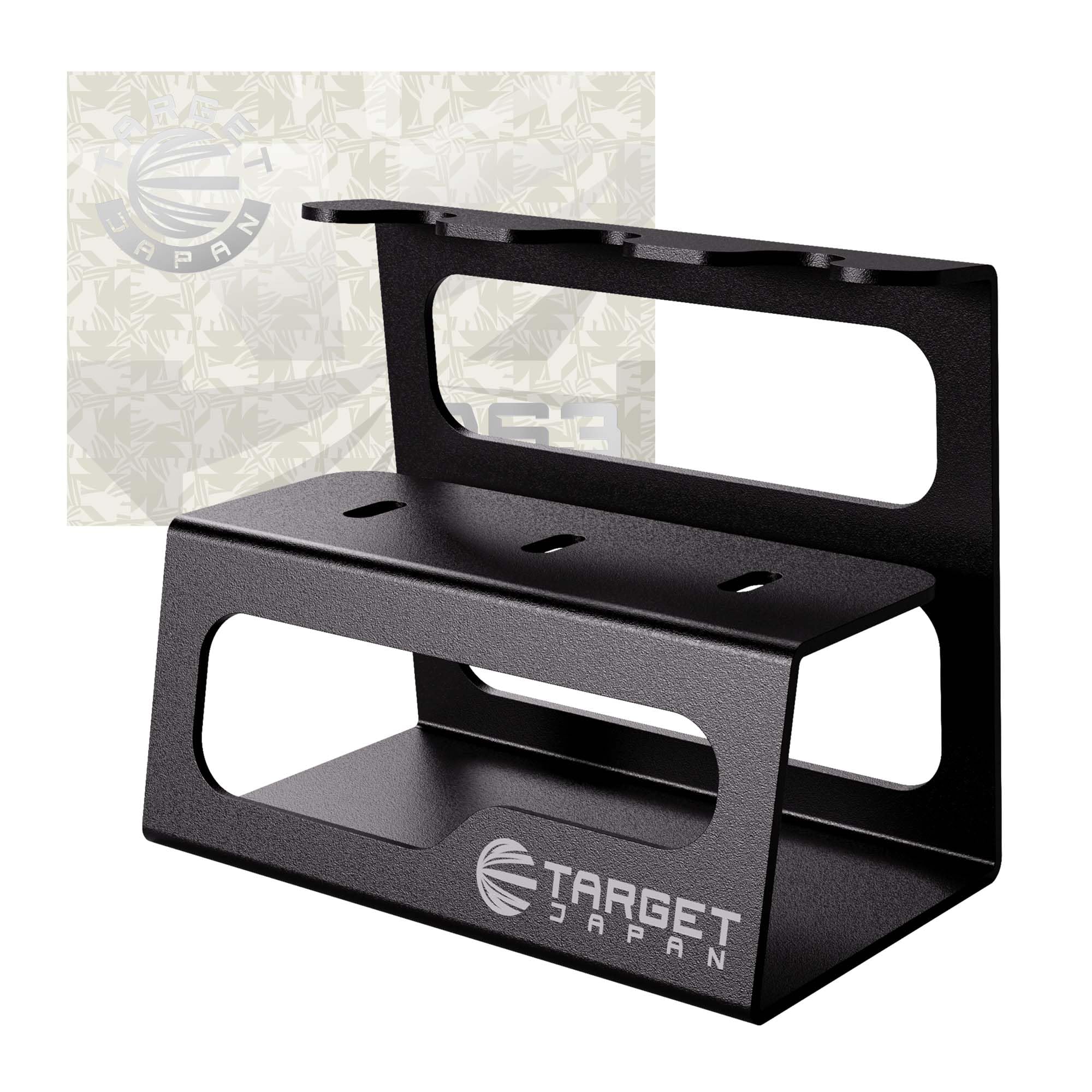 Target Japan Dart Stand | 3 Darts Display, DS3 01 Metal Stand for Steel or Soft Tip Darts Matte Black Finish