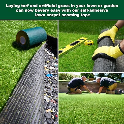 Miniatura 5 de EDSRDRUS Cinta de césped artificial de doble cara, cinta de costura de césped artificial resistente a la intemperie y a los rayos UV, antideslizante