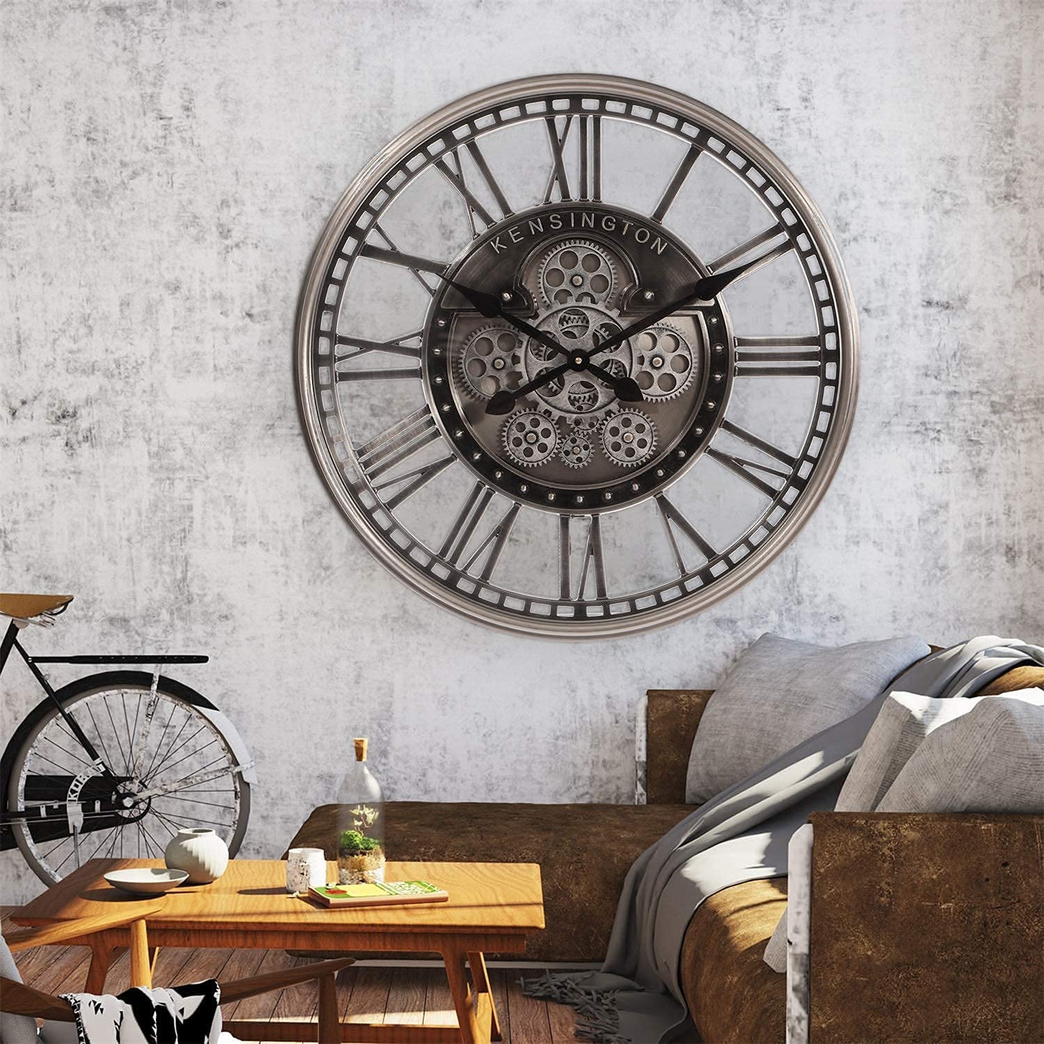 INFINITY TIME 21" Real Moving Gears Wall Clock with Roman Numerals