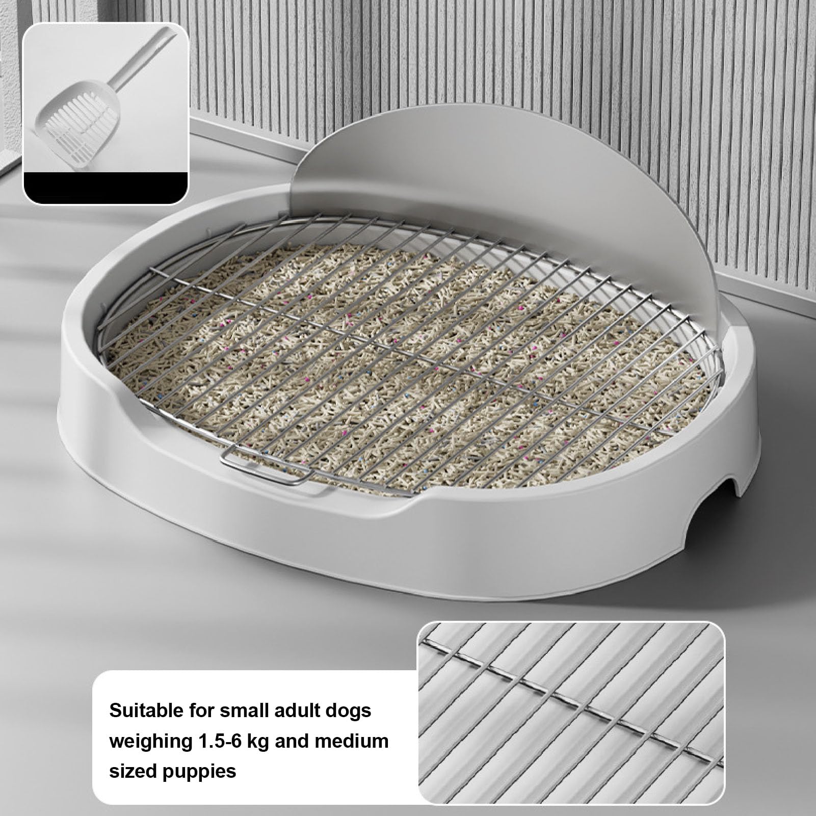 Bandeja Orinal De Interior para Perros, Inodoro De Adiestramiento para Perros con Pared Antisalpicaduras Extraíble Y Marco De Malla Soporte Portátil para El Orinal del Cachorro