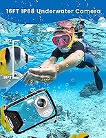 Vista 2 de Cámara submarina 4K de 16 pies, cámara digital impermeable de 48 MP con tarjeta de 32 GB, cámara compacta con zoom de 18X impermeable