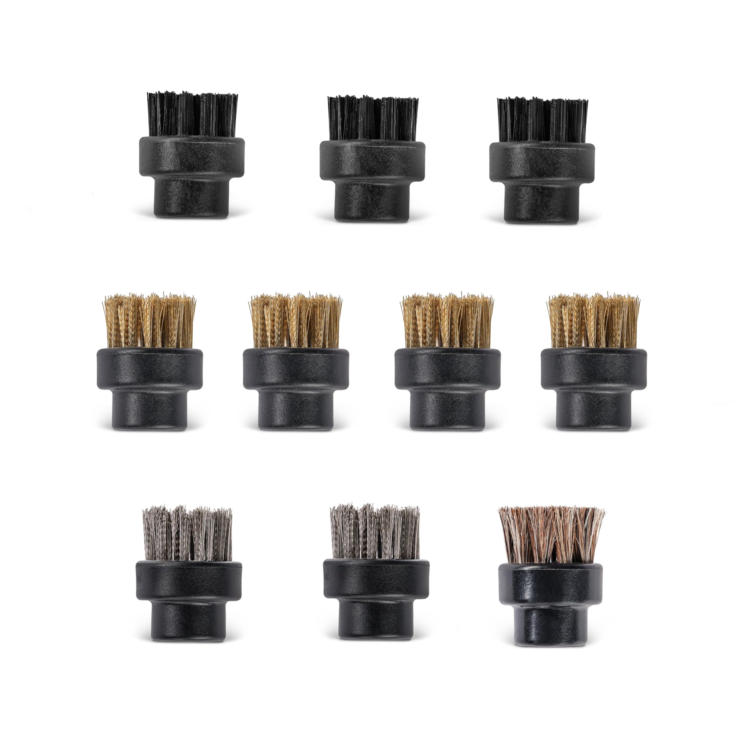 Dupray Detail Brush Set - 10 Assorted Small Brushes for Steam Cleaners (Nylon, Brass, Steel, Horsehair)