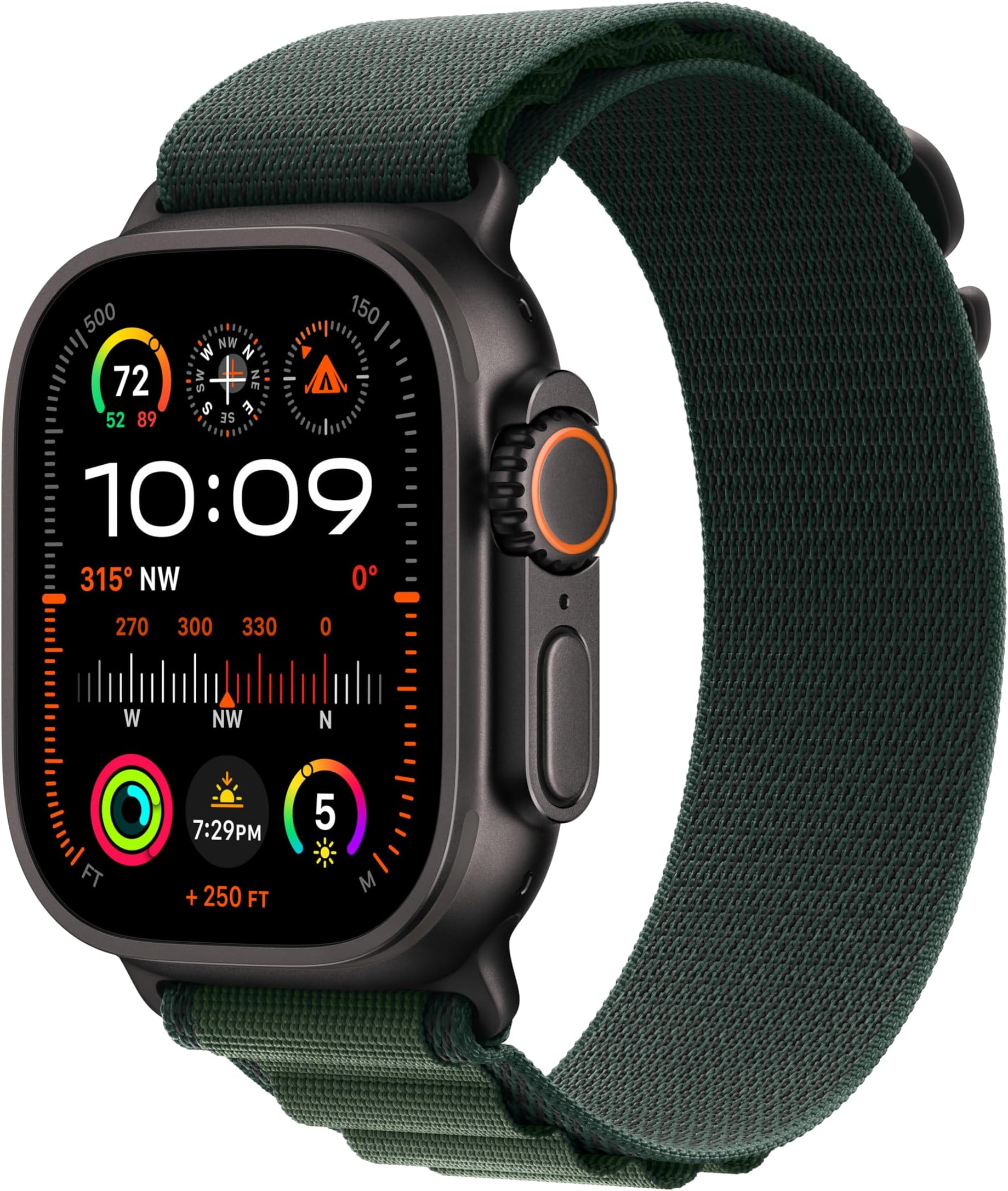 Apple Watch Ultra 2 GPS + Cellular 49mm Smartwatch, Sports Watch with Black Rugged Titanium Case and Dark Green Alpine Loop - M. Fitness Tracker, Precision GPS, Extra-Long Battery Life, Carbon Neutral