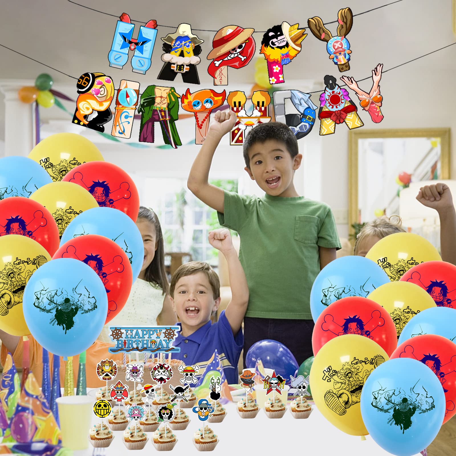 Kit Compleanno Bambino 91 Pz - Decorazioni Per 3 Anni, Palloncini, Piatti, Tovaglia - Foto 2