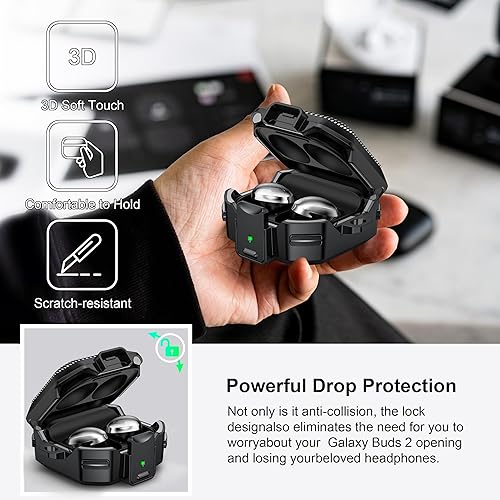 Miniatura 3 de RFUNGUANGO Funda para Samsung Galaxy Buds 2 ProBuds ProBuds LiveBuds 2Galaxy Buds FE (2023), funda militar de fibra de carbono con