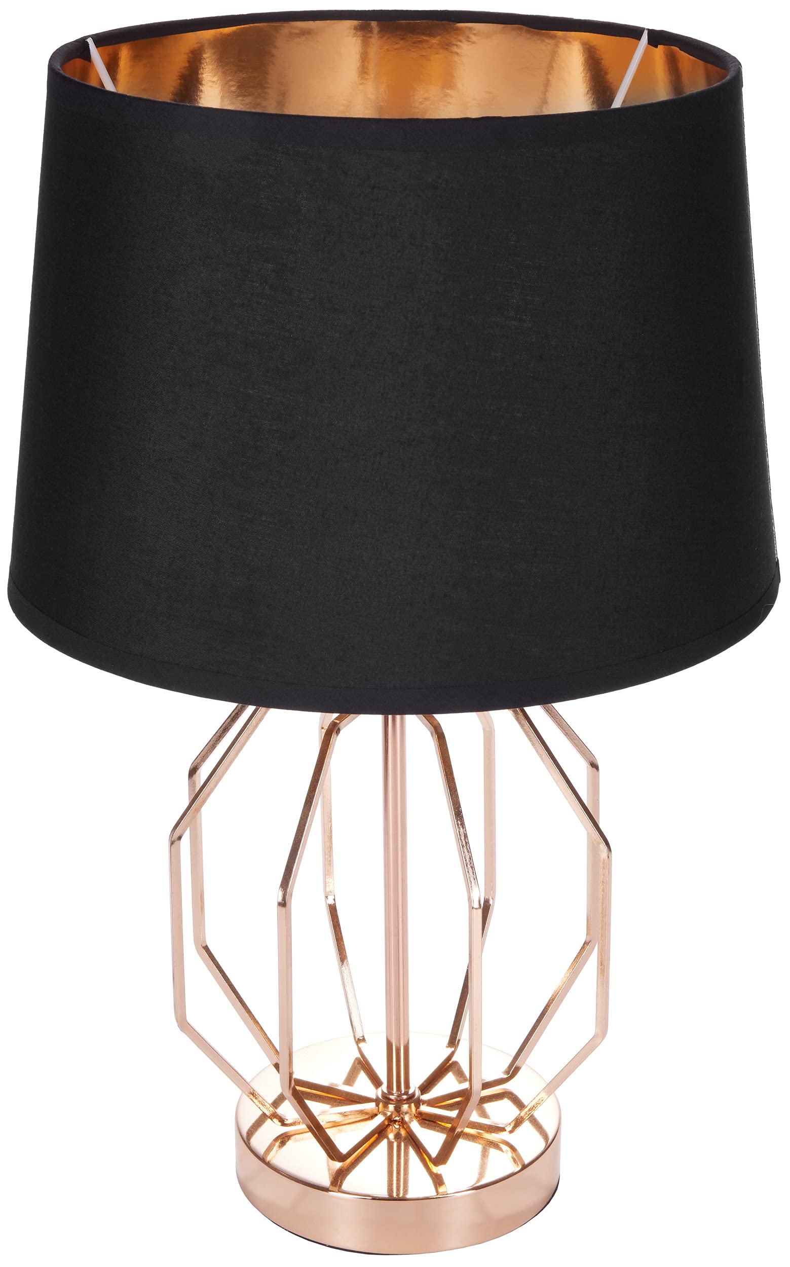BRUBAKER 2er Set Tisch- oder Nachttischlampen Vintage Gitter Muster - Moderne Tischleuchten mit Metallfuß - 45 cm Höhe, Gold Schwarz