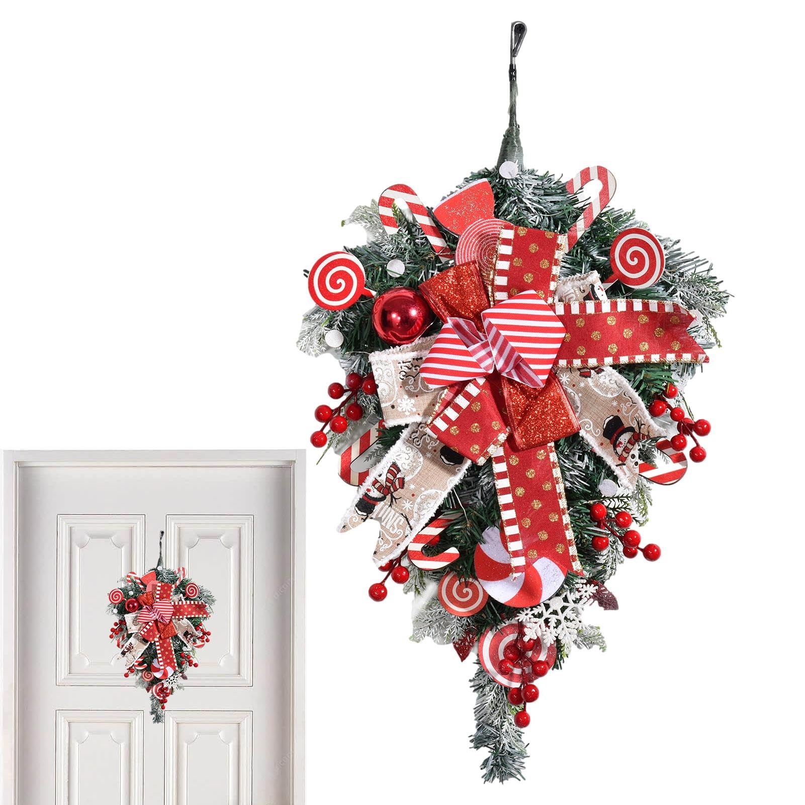 a-r Christmas Teardrop Swag Wreath | Artificial Christmas Wreath 