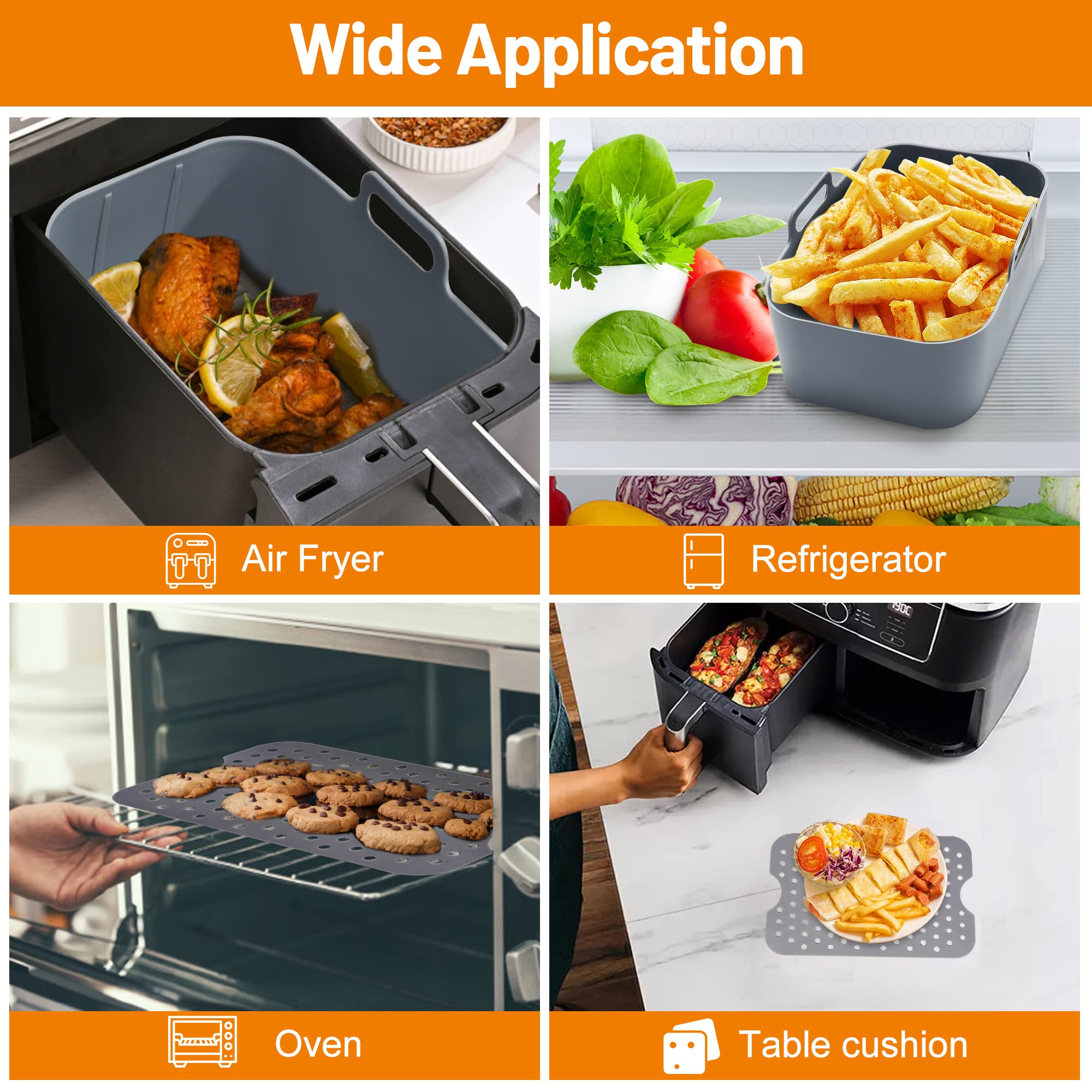 Grille Pour Friteuse à Air - Plaque En Acier Inoxydable 17.5x17.5 Cm Avec Pare-chocs Caoutchouc, Compatible Four Compact